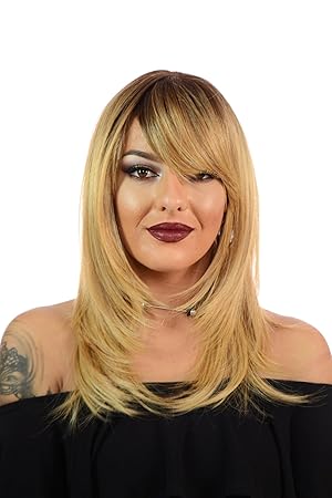 Katherine Long Straight Rooted Light Blonde Layered Face Framing