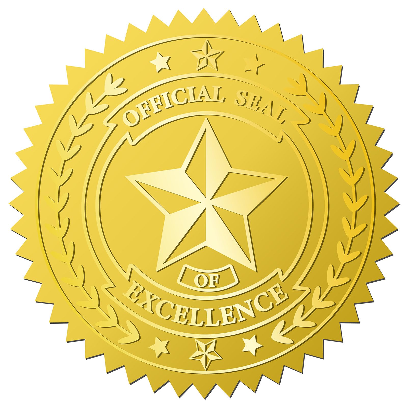 CRASPIRE 144pcs 2 Inch Official Seal of Excellence Stickers Gold Embossed Envelope Seals Stickers Star Gold Foil Stickers Certificate Seals Medal Decoration Label for Greeting Cards Gift Packaging
