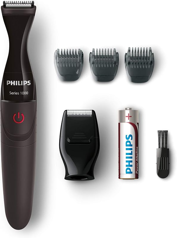 MG1100 / 16 Recortadora de precisión 3 peines de barba y mini afeitadora - con pilas