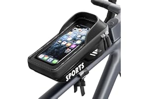 Povlen Waterproof Bike Frame Bag - 2 in 1 Bike Bag for Bicycles’ frame and top tube with TPU touchscreen Bike Phone holder for phones under 7"