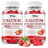 Calcium Citrate Gummies 1200mg, Chewable Calcium Supplement for Women & Men, Sugar Free Calcium for Bone, Muscle & Immune Support, Gluten Free, Vegan, Non-GMO, Strawberry Flavor, 120 Count