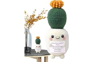 Emotional Support Crochet Cactus - Adorable Succulents Crochet Potted Plants,Funny Crochet Cactus Potted Ornaments, Emotional