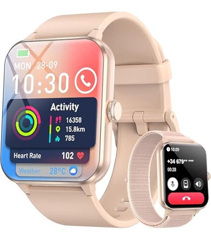 CASCHO Smart Watch Damen Herren, 1,85 Fitness Tracker mit 115 Sport-Modus, Smartwatch mit Schrittzähler/Pulsoximetrie/Schlafüberwachung, Sprachfunktion, IP68 Uhr für iOS und Android