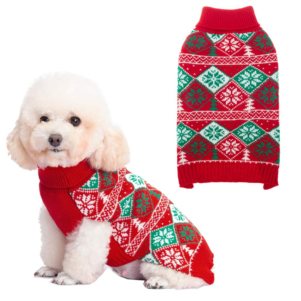 KOOLTAIL Turtleneck Dog Christmas Jumper for Small Medium Large Dogs, Soft &Warm Sweater Coat, Comfortable Dog Knitted Winter Clothes Outfit for Boys Girls — image 1