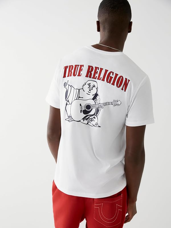 Buddha Logo Short Sleeve Tee, T-Shirt Homme, White, Large
