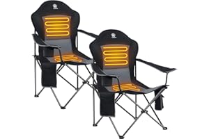 EVER ADVANCED Heated Camping Chair, Lawn Chairs Heated Chair Outdoor Sports with 3 Heat Levels, Heated Folding Chair Camping Chairs for Adults, Supports 400lbs, Battery Not Included