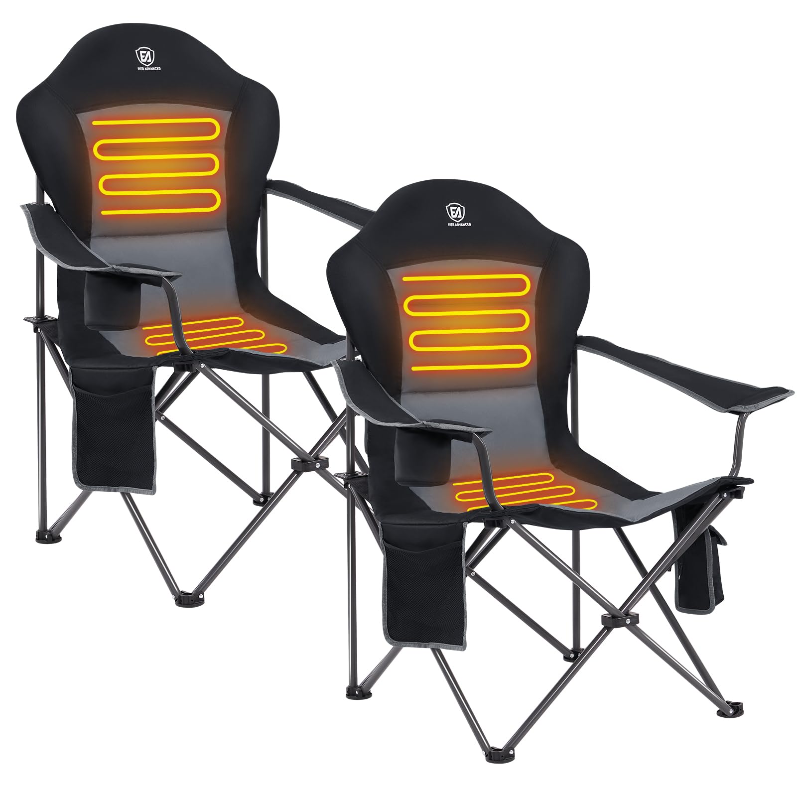 EVER ADVANCED Heated Camping Chair, Lawn Chairs Heated Chair Outdoor Sports with 3 Heat Levels, Heated Folding Chair Camping Chairs for Adults, Supports 400lbs, Battery Not Included Image EVER ADVANCED Heated Camping Chair, Lawn Chairs Heated Chair Outdoor Sports with 3 Heat Levels, Heated Folding Chair Camping Chairs for Adults, Supports 400lbs, Battery Not Included Image