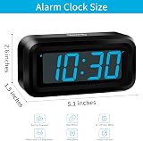 KWANWA Battery Operated Digital Alarm Clock 1.2'' LED 12/24h Brightness Blue view 2
