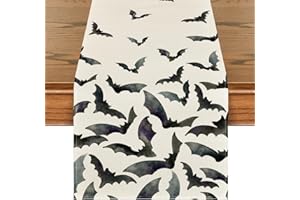 Artoid Mode Silhouette Black Bats Halloween Table Runner, Fall Kitchen Dining Table Decoration for Home Party Decor 13x72 Inch