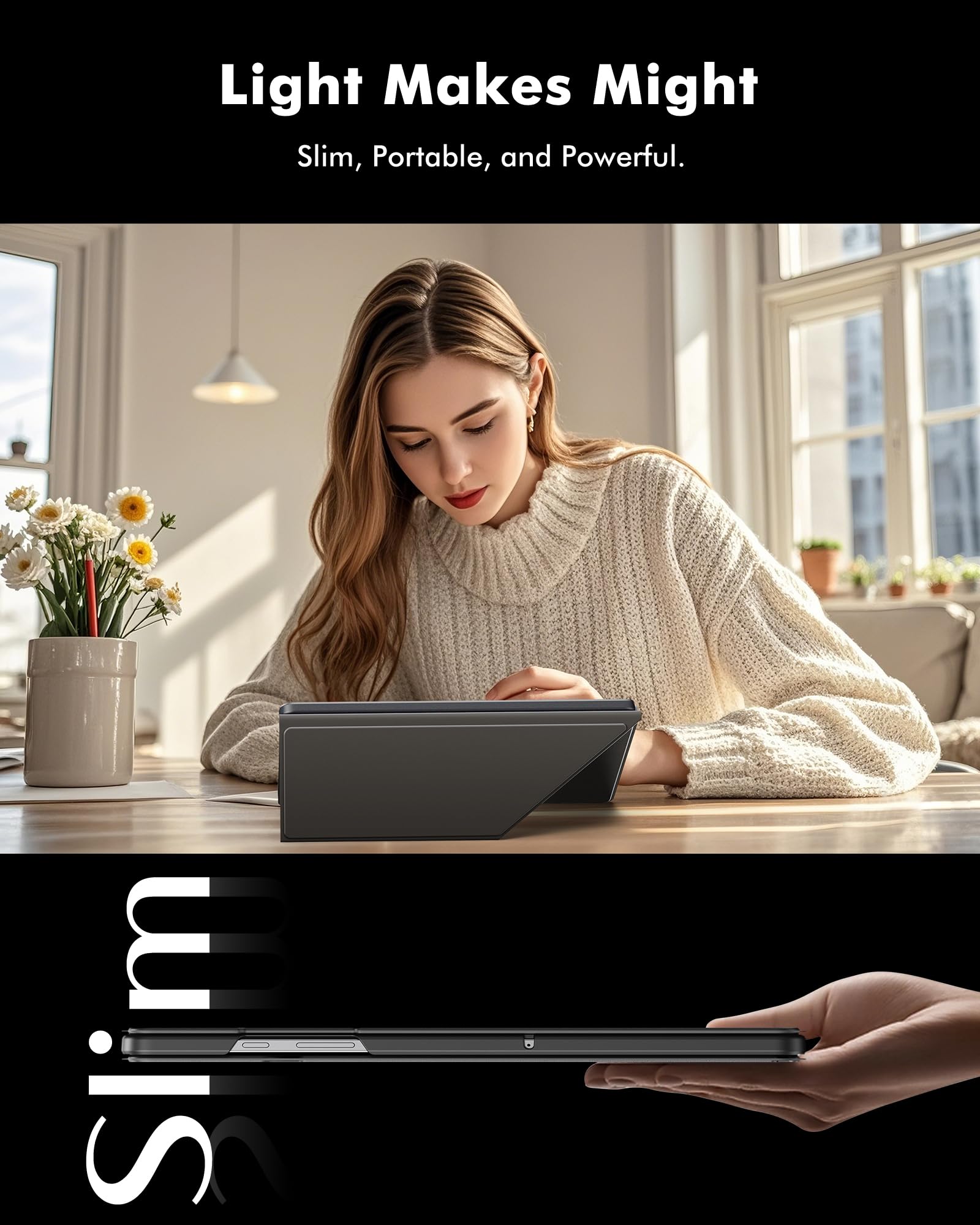 INFILAND Case for Samsung Galaxy Tab A9 Plus 11 Inch 5G, Slim Foldable Book-Style Cover with Horizontal and Vertical Stand, Protective Case for Galaxy Tab A9 Plus Tablet,Black