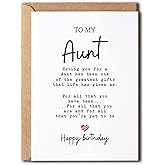 EruditeGifts Birthday Card for Aunt - 5 x 7 Inches - Printed on Smooth, Heavy Cardstock - Blank Inside for Personal Message - Includes Envelope