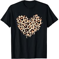 Leopard Love Heart Print T-Shirt For Women - Soft Cotton Blend, Casual Graphic Tee - View #5