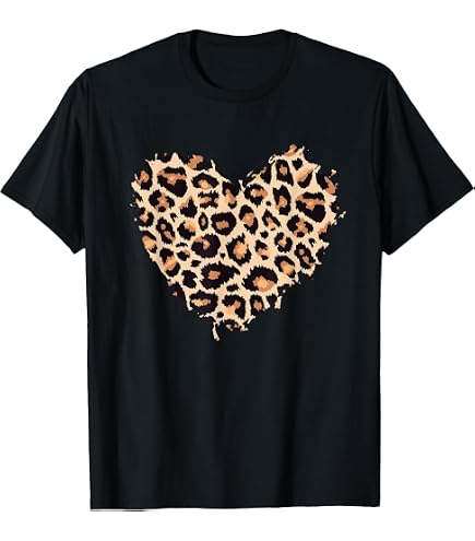 Amazon.com: Cool Cheetah Leopard Print Heart T-Shirt T-Shirt
