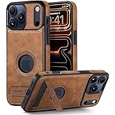 KSELF Leather Case for iPhone 17 Pro Max Case, Protective Slim with Kickstand Shockproof Phone Cases, Built-in Invisible Stand Compatible with iPhone 17 Pro Max 6.9'' (Brown)