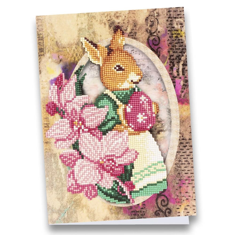 Ideen mit Herz Diamond Painting Greeting Card | DIN A4 (21 x 29.7 cm) | 370 gsm | Includes Envelope & Tool (Rabbit with Egg)