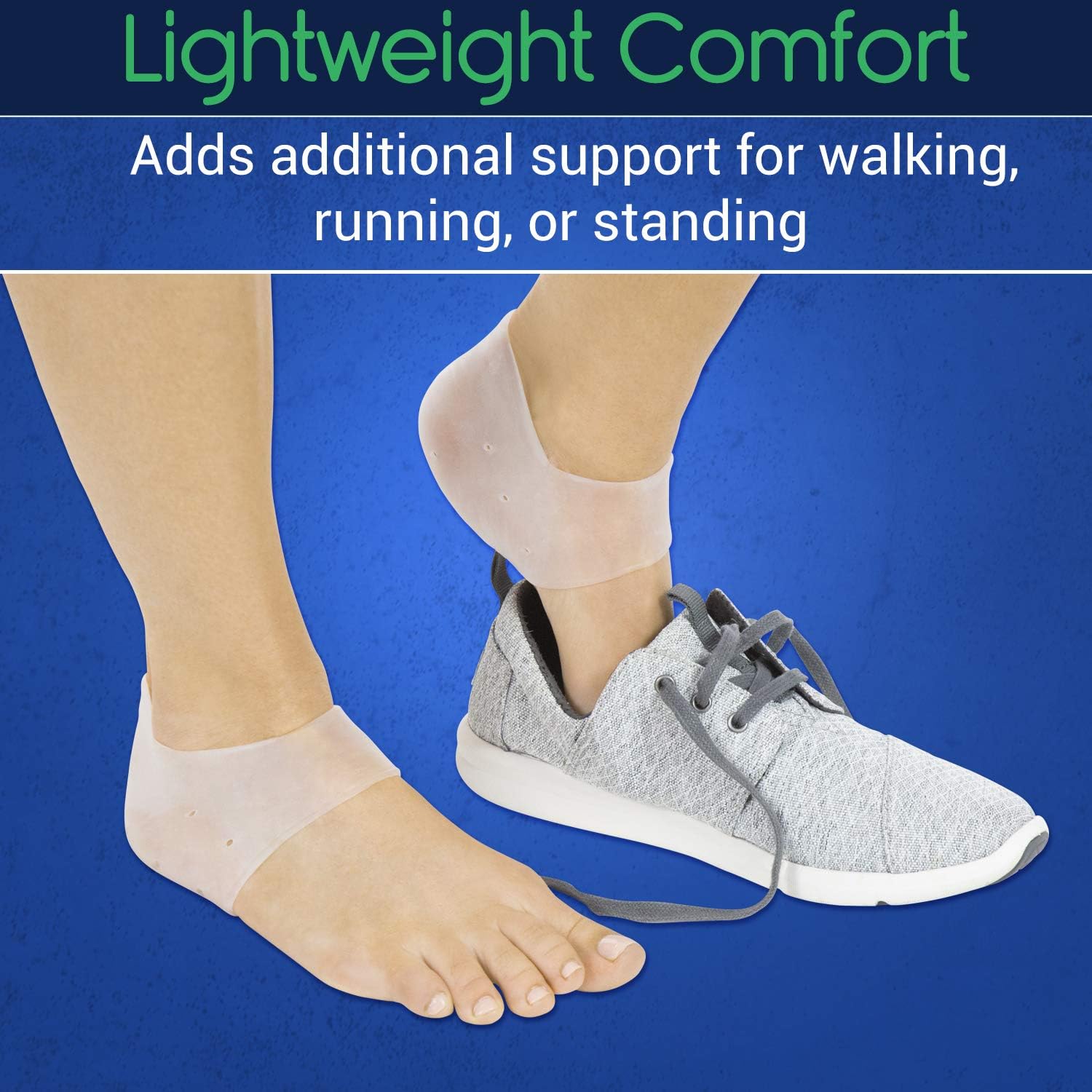 ViveSole Gel Heel Protectors (2 Pairs) - Silicone Gel Guard for Women and Men - Moisturizing for Blister, Cracked Foot, Plantar Fasciitis, Spur Relief - Soft Cushion Support - Protective Insert Sleeve: Health & Personal Care