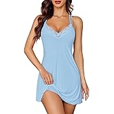 Avidlove Women's Nightgown Sexy Nightwear Modal Sleepwear Babydoll Lace Chemise Nightie V-Neck Full Slip Spaghetti Strap