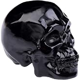 Hguxmcu Black Obsidian Crystal Skull Figurine, Hand Carved Skull Decor | 1.4 Inch Miniature Skull Statue, Natural Healing Crystal Pocket Stone Gift, Collectible Figurine for Home Office Desk Decor