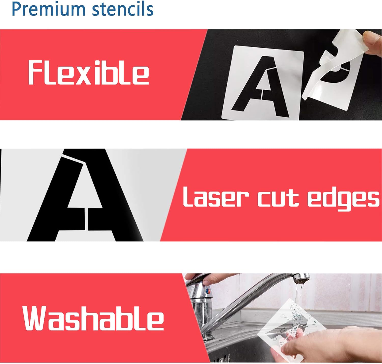 3 Inch Letter Stencils 62 Pcs Large Letter Number Stencils for Painting on Wood Reusable Alphabet Stencil for Fabric, Wall, Garden Flag : Kitchen & Dining