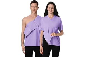 APRBARK Magnetic Buttons Post Shoulder Surgery Recovery Shirt for Men V-Neck Tear Away Adaptive Chemo Port Clothing for Women
