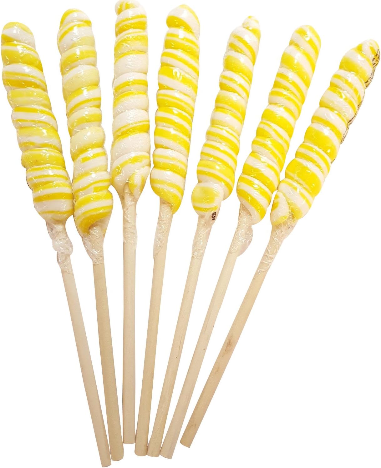 9 inch Twist Twirly Unicorn Lollipops 12 units 1oz Yellow & White Long Lollipops With Wooden Stick
