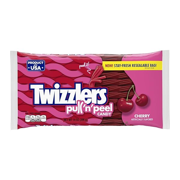 TWIZZLERS CANDY, 14OZ, PULL ‘N’ PEEL CHERRY