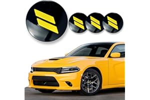 BINQIGOO 4pcs 63mm 2.5 inches Slash Wheel Center Cap Covers Fit for Dodge Charger Durango Dart 2015-2020 Jeep/Chrysler Yellow