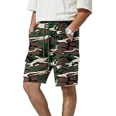 3rd hill Mens Casual Sweat Cargo Cotton Shorts Drawstring Elastic Waist Athletic Workout Gym Jogger Shorts with 5 Pockets