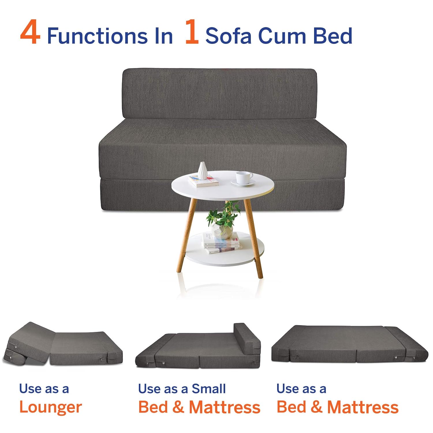 Aart Store 3x6 One Seater Sofa Cums Bed Furniture Washable Cover