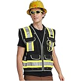 AYKRM Heavy Woven cotton High Vis Reflective work construction safety vest for men Class 2 with ipad Cargo Pockets