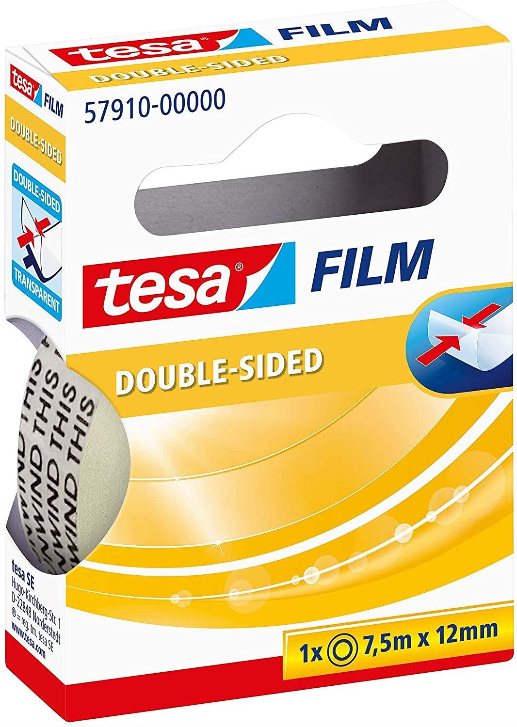 Tesa double sided tape. Perfect for Photos, Paper, 10 m x 15 mm, in high quality metal box. 7.5m x 12mm