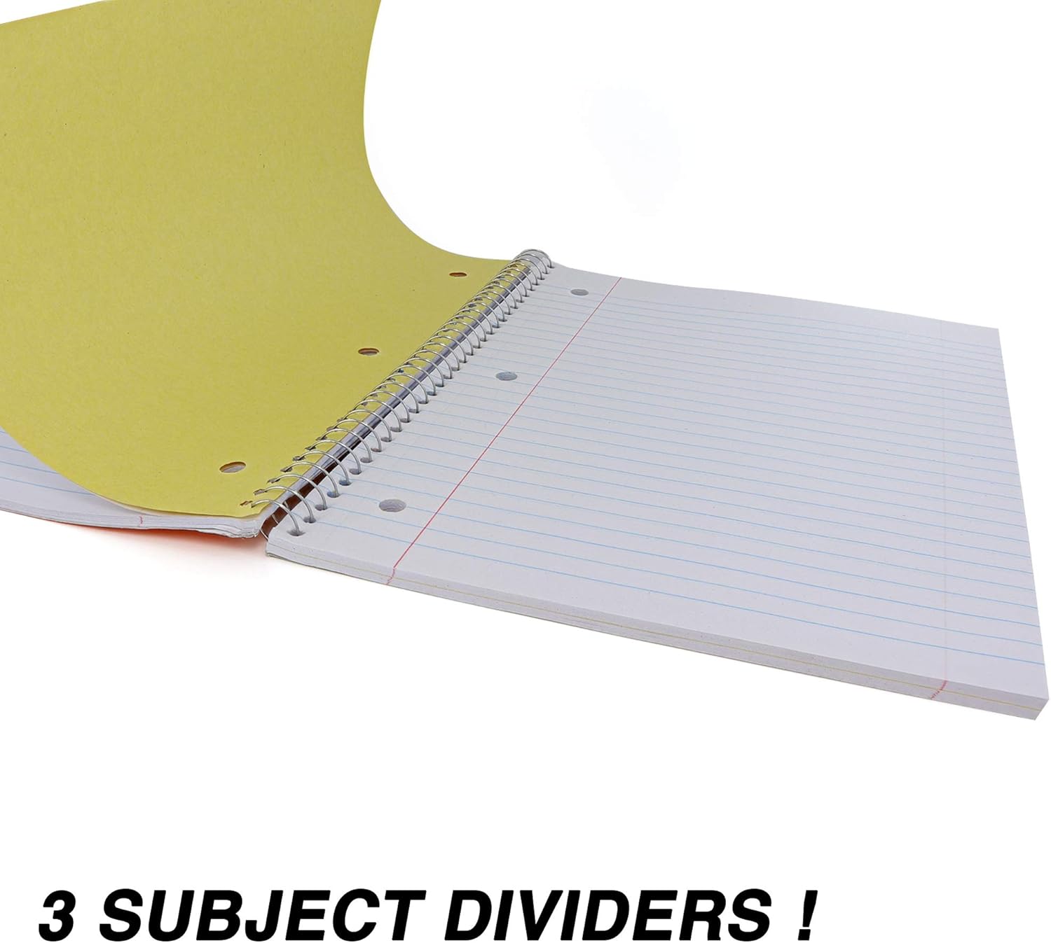 Emraw 3 Subject Spiral Notebooks Wide Ruled 120 Sheets White Paper Ideal for Class Assignments, Homework, Planning and General Notes. (Pack of 8) : Office Products