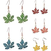 Colorful Thanksgiving Maple Leaf Dangle Earrings Dainty Fall Leaf Earrings for Women Girls Jewelry