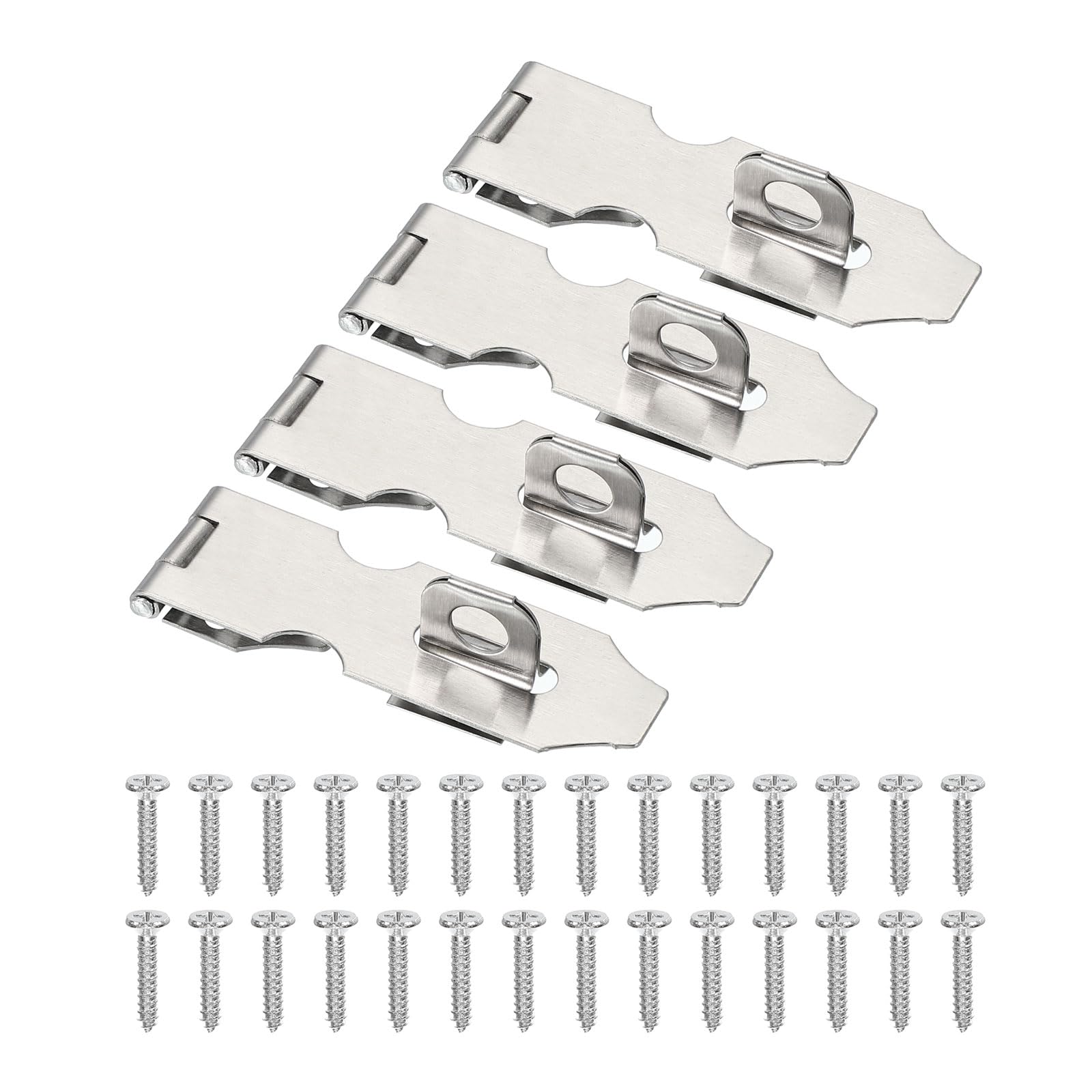 PATIKIL Door Lock Hasp Latch 3 Inch, 4 Pcs Stainless Steel Safety Hasp Lock Clasp Hinge Packlock with Screws for Door Gate Cabinet Closets, Silver