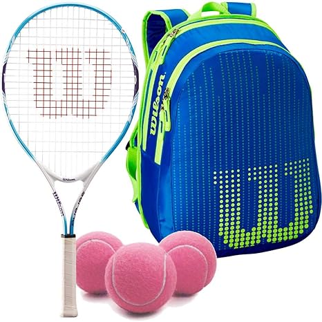 Wilson Serena Williams Girl S 21 Inch Junior Tennis Racquet Bundled With A Neptune Blue Solar Lime Kid S Tennis Backpack And A Can Of Pink Tennis Balls Amazon Co Uk Sports Outdoors