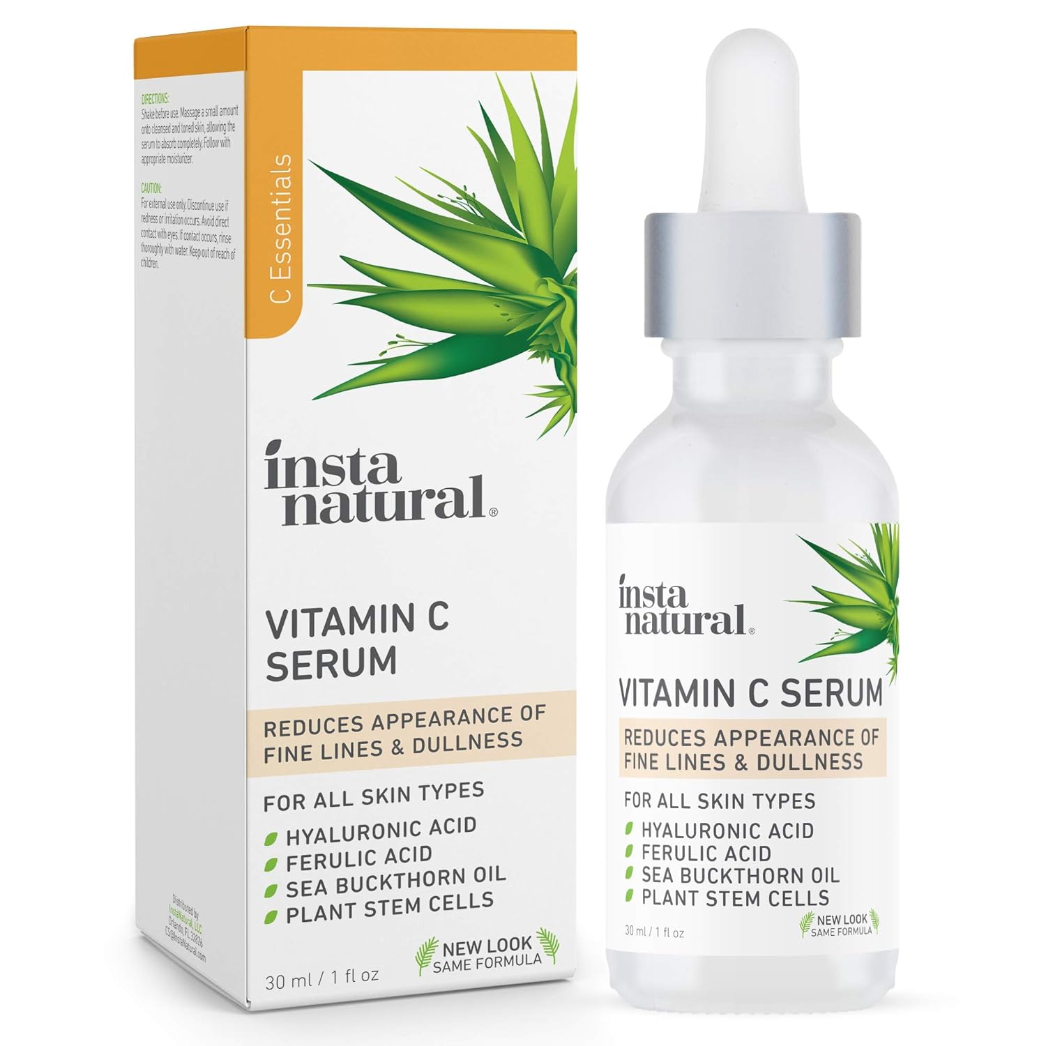 InstaNatural Vitamin C Serum with Hyaluronic Acid & Vit E - Natural & Organic Anti Wrinkle Reducer Formula for Face - Dark Circle, Fine Line & Sun Damage Corrector - Restore & Boost Collagen - 1 oz: Beauty