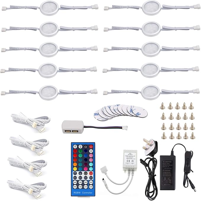 AIBOO 24 V LED-Unterbaulicht-Set, RGB Unterschrankbeleuchtung, 10