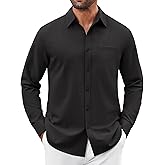 COOFANDY Mens Button Down Shirt Casual Untucked Shirts Long Sleeve Dress Shirt with Pocket