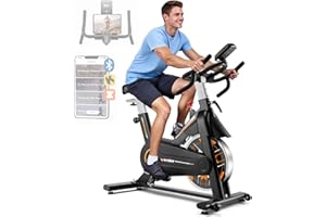 Exercise Bike, Wenoker Stationary Bike for Home, App Supported Indoor Bike with Silent Belt Drive, Heavy Flywheel, Multi-grips Handlebar and Upgraded Digital Display