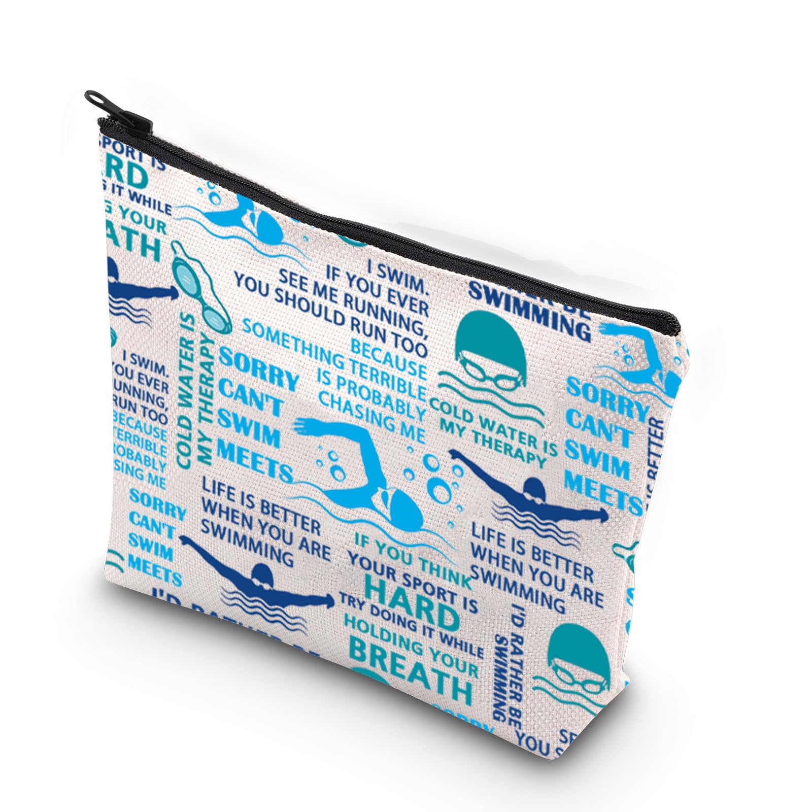 Swim Cosmetic Makeup Bag Swim Team Gifts Swimming Lover Gifts Swim Coaach Tank You Gifts Swim Mom Gift Swim Zipper Pouch (BE Swimming 1uk)