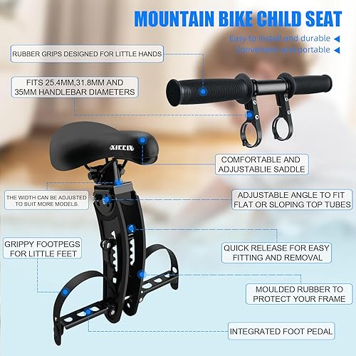 XIEEIX Kids Bike Seat Set,New MTB Child Seat, Front Mounted