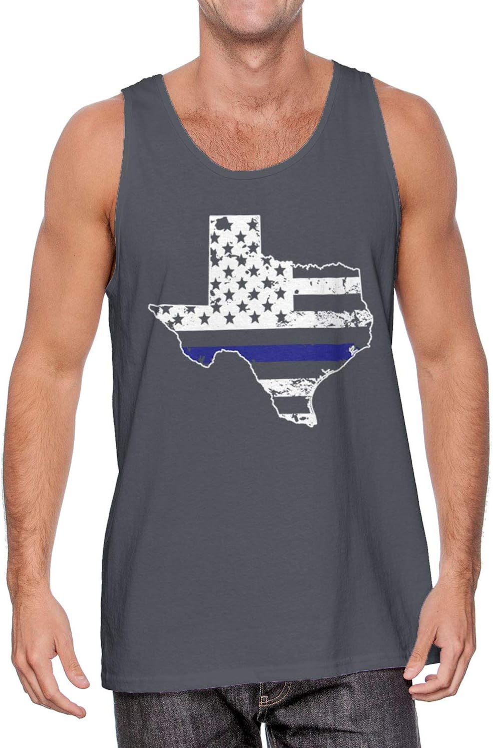 Haase Unlimited Blue Line Texas Map - Support Police Men's Tank Top