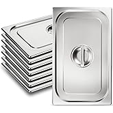 Suclain Full Size Steam Table Pan Covers Hotel Pans Covers with Handle 0.8 mm Thick Stainless Steel 20.8"L x 12.8"W Commercial Food Lid for Steam Food, Buffet, Roasting(8 Pack)