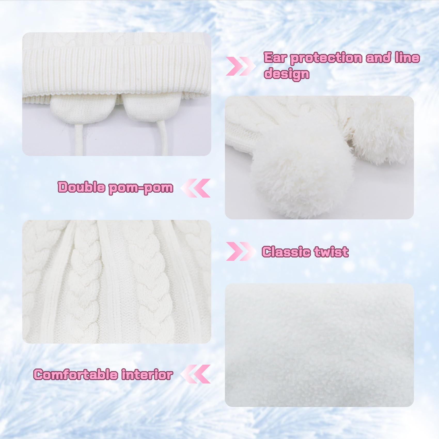 Duoyeree Toddler Winter Hat with Earflap Scarf Hood Thick Warm Kids Skull Cap for Baby Girls Boys