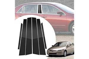 SKYLOTEC 6pcs Glossy Black Exterior Door Window Pillar Posts Molding Cover Panel Trim Stickers Side Door Window Cover Trim Kits for Honda Accord 7th Gen 2003 2004 2005 2006 2007 Accessories