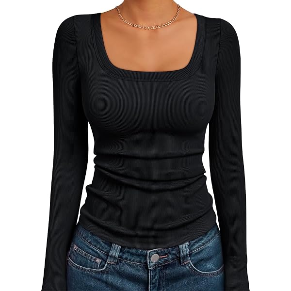 ATHMILE Womens Long Sleeve Shirts Pleated Crew Neck Casual Fall Fashion Tops Loose Fit Lightweight Girls Outfits Clothes Fashionwomenswear11