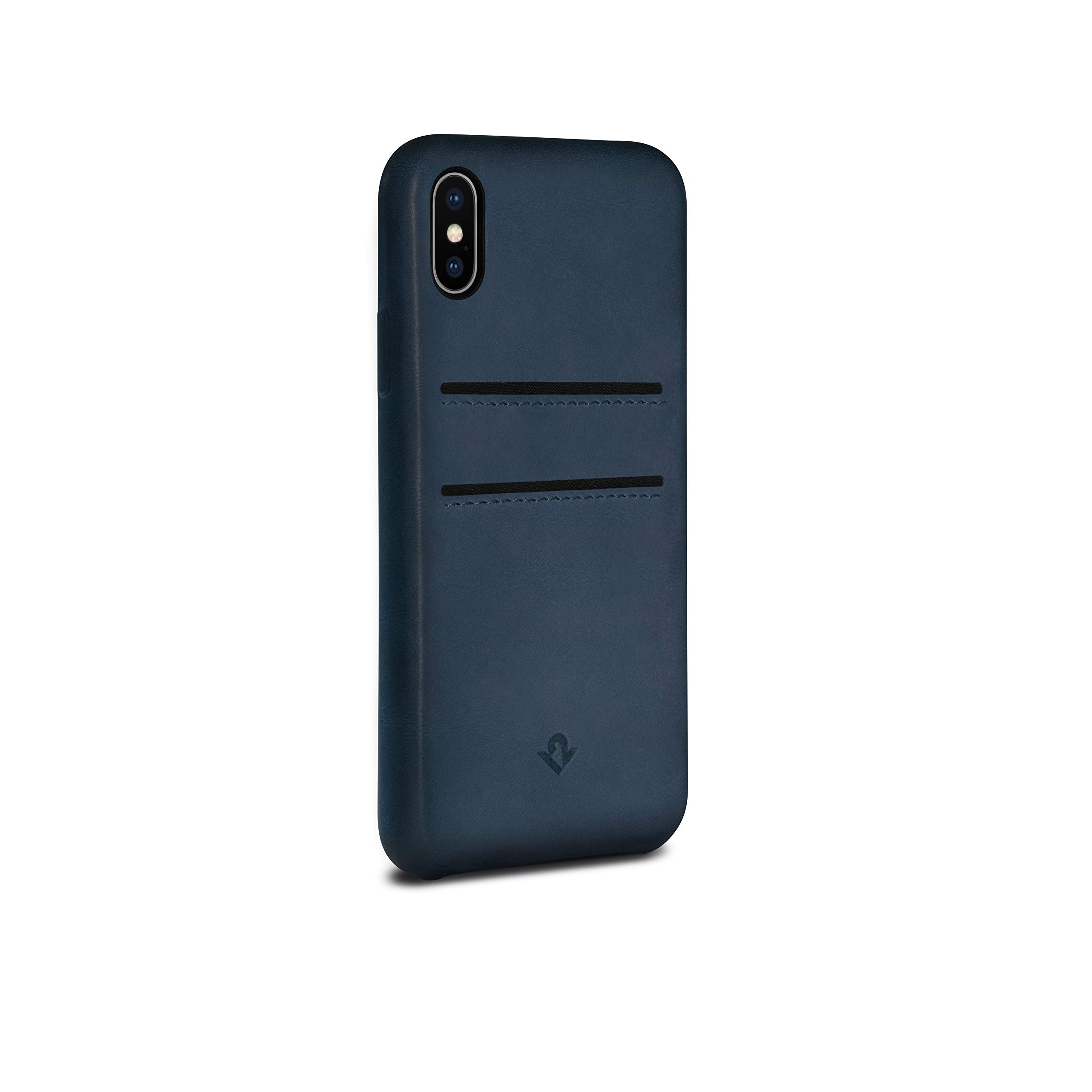 Twelve South Relaxed Leather Case for iPhone X/Xs | Hand Burnished Leather Wallet Shell (indigo) — image 1