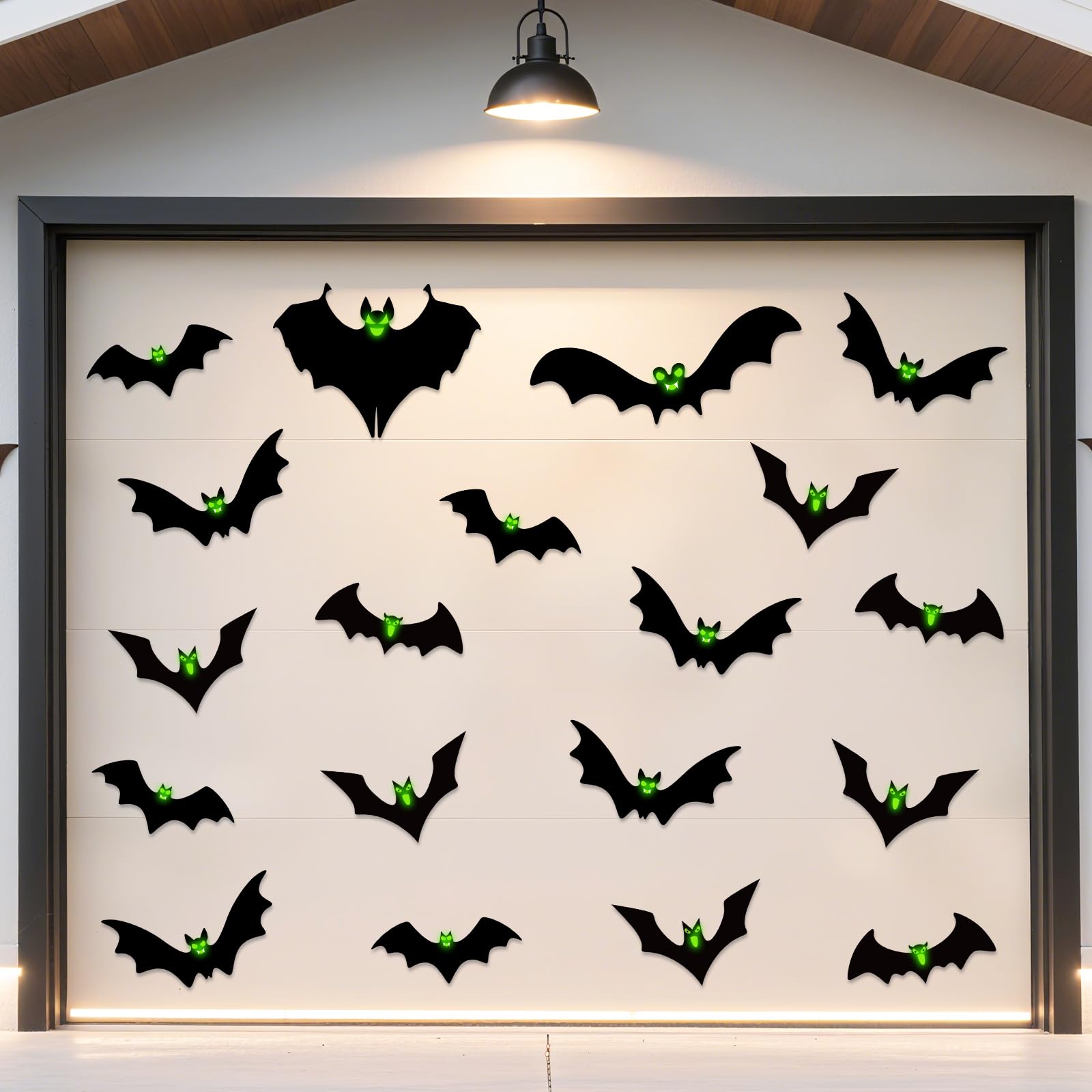 Photo 1 of 24pcs Halloween Decorations Outdoor Magnetic Bats for Garage Door Decorations with Glowing Eye Stickers Fridge Car Decor