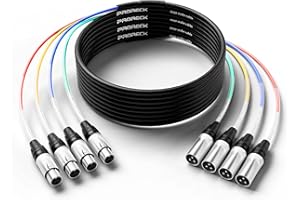 PRORECK 25ft Snake Cable, 4-Channel Shielded Audio Cable XLR Male to Female, with Color-Marked Connectors for Professional Stage, Studio, and Live (PR-XLR-4 * 25)
