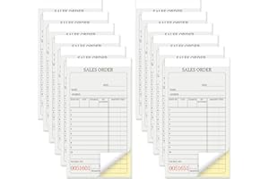 suituts 12 Pack Sales Order Book, 3.5 x 6.5 Inch 2-Part Carbonless Sales Receipt Form, Numbered Duplicate Invoice Booklet for